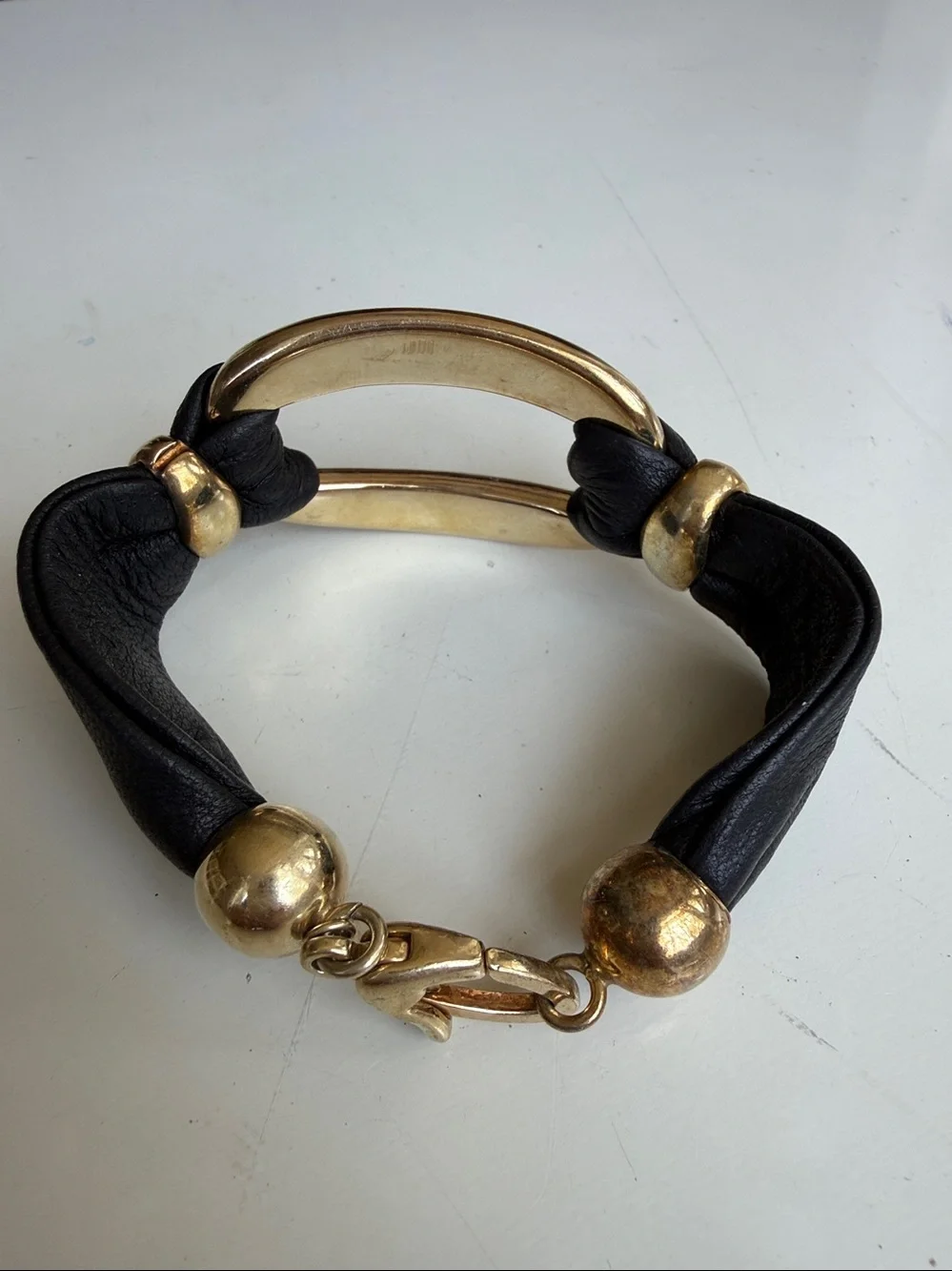 Leather And Gold Bracelet
